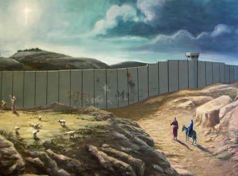 Banksy -- Holy Famiy and separation wall