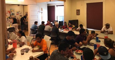 Sharing a meal with migrants in El Paso, Texas, July 2018