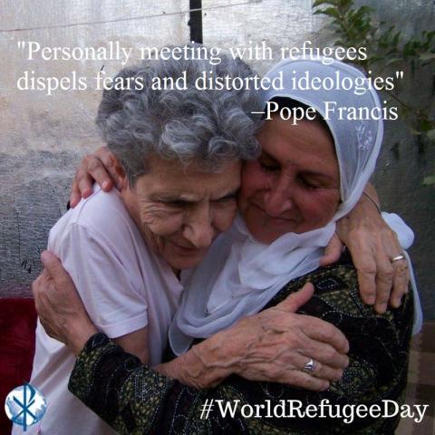 Maryknoll Sister Rosemarie Milazzo (left) and refugee in Iraq