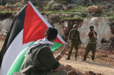 Boy with Palestinian flag