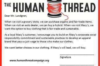 The Human Thread Campaign postcard