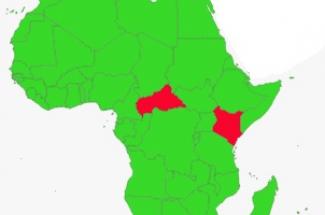 Central African Republic and Kenya in Africa map