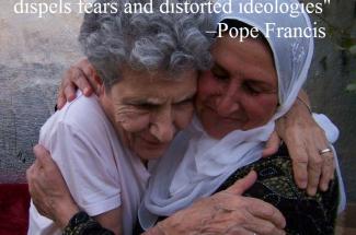 Maryknoll Sister Rosemarie Milazzo (left) and refugee in Iraq