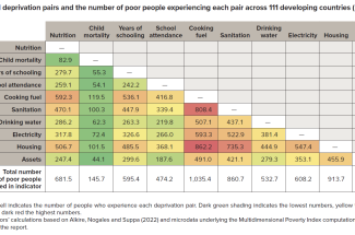 Chart of major poverty metrics covarriances